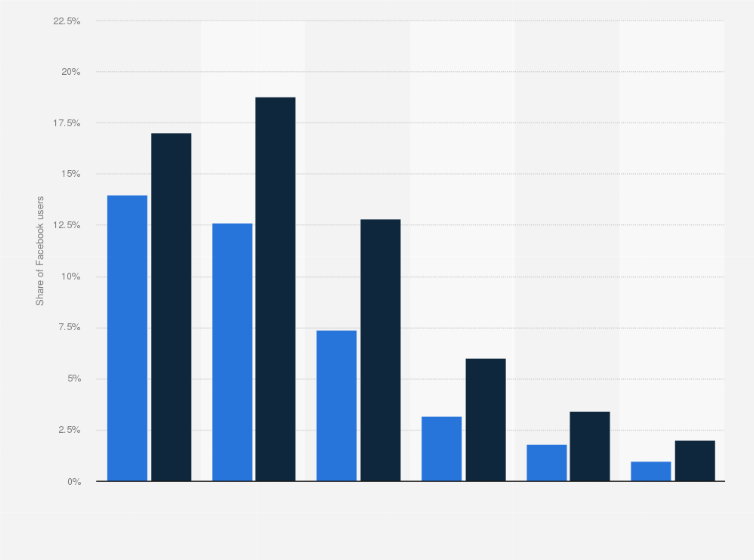 Statistic: Distribution of Facebook users in Egypt as of December 2024, by age and gender 